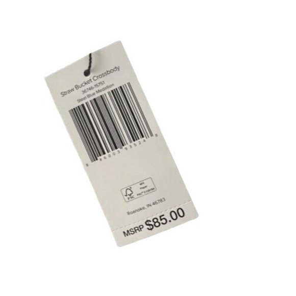 Vera Bradley Straw Bucket Crossbody Bag - Steel Blue Medallion w/Turtle NEW - Picture 7 of 8